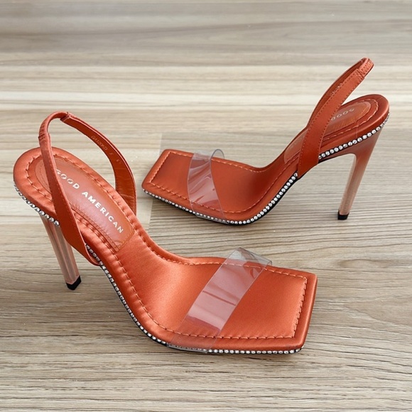 NEW Good American Crystal Crush Heel Sandals - Picture 7 of 7